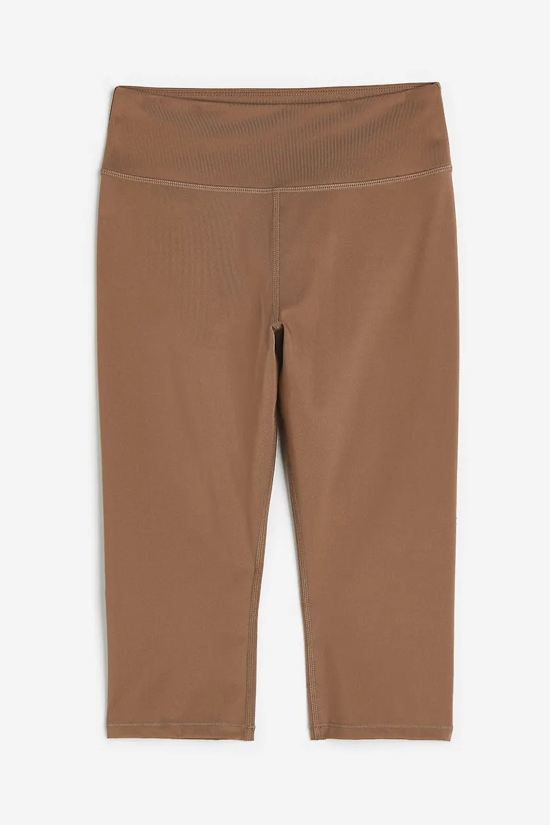 H&M Capri Tights High Waist Ljusbrun, Träningstights i storlek XS