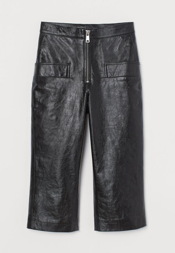 H&M Capribyxa I Läder Svart, Byxor i storlek 34