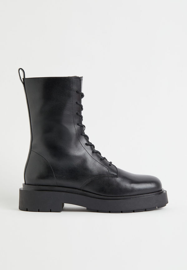 H&M Chunky Kängor I Läder Svart, Boots i storlek 37