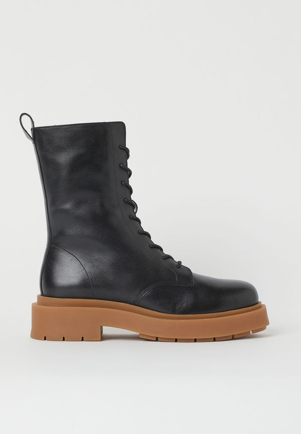 H&M Chunky Kängor I Läder Svart, Boots i storlek 41