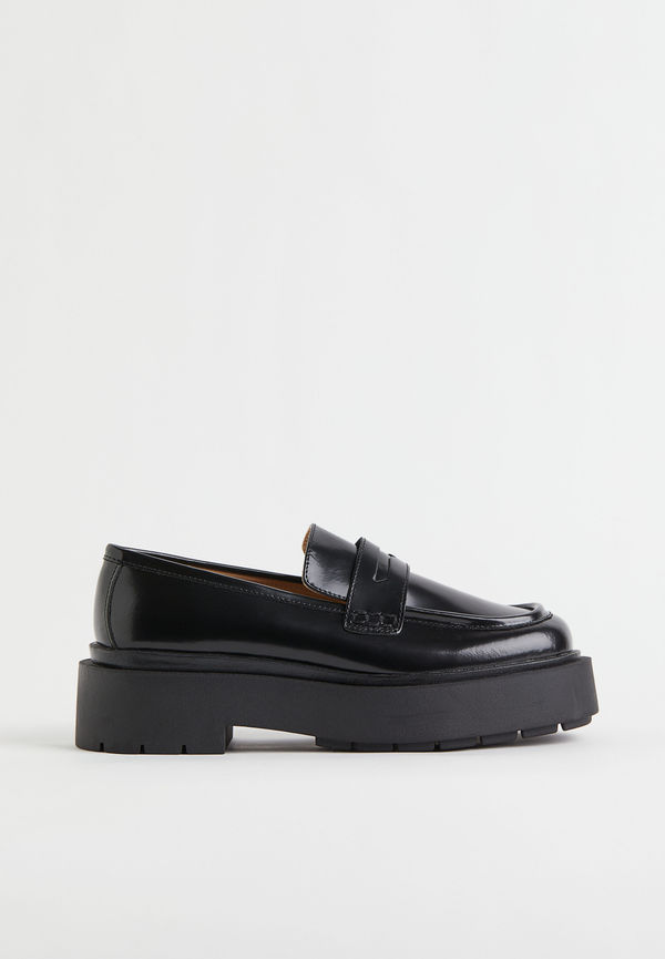 H&M Chunky Loafers I Läder Svart i storlek 40