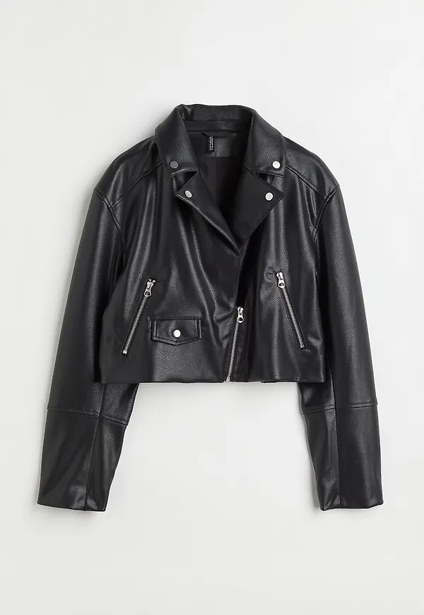 H&M Croppad Bikerjacka Svart, Jackor i storlek S