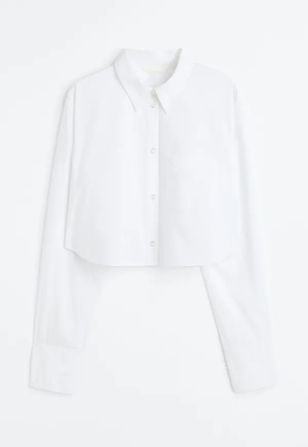 H&M Croppad Bomullsskjorta Vit, Casualskjortor i storlek XXL