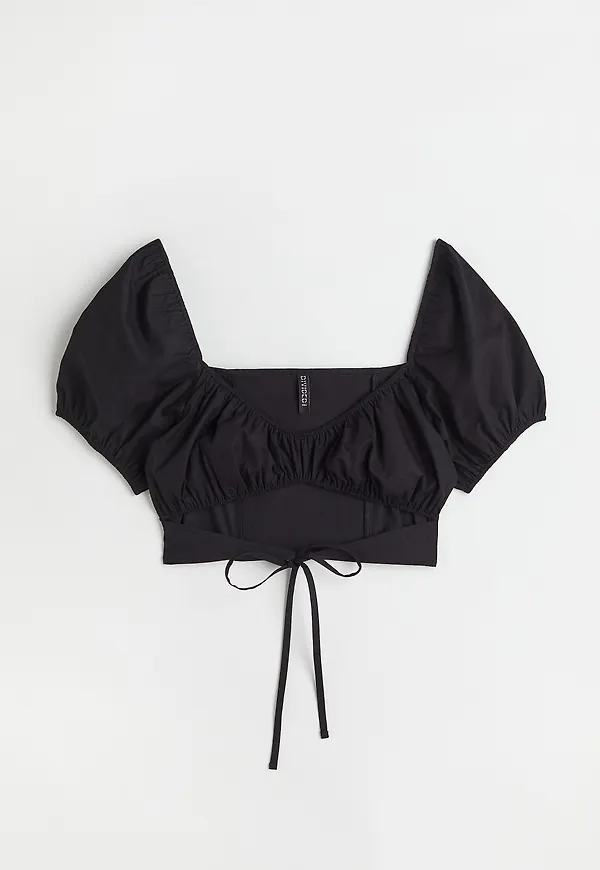 H&M Croppad Cut Out-blus Svart, Blusar i storlek XL