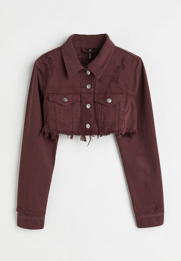 H&M Croppad Jeansjacka Mörkbrun, Jackor i storlek XXS