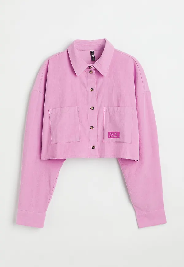 H&M Croppad Manchesterskjorta Rosa, Casualskjortor i storlek XS
