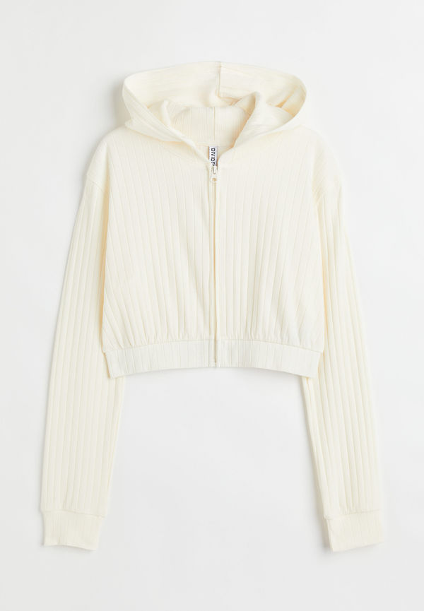 H&M Croppad Munkjacka Crèmevit, Hoodies i storlek L