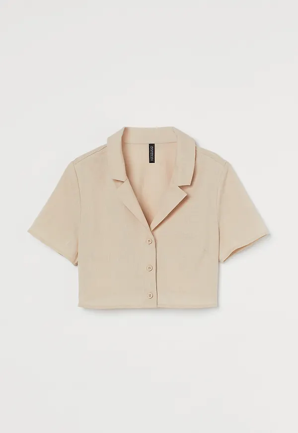 H&M Croppad Skjorta Beige, Blusar i storlek 46
