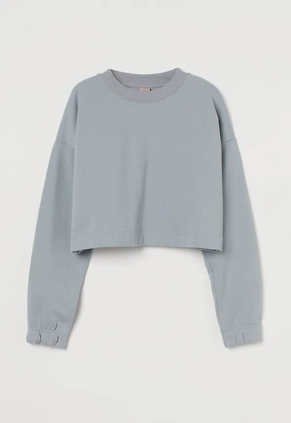 H&M Croppad Sweatshirt Ljus Gråblå, Tröjor i storlek S