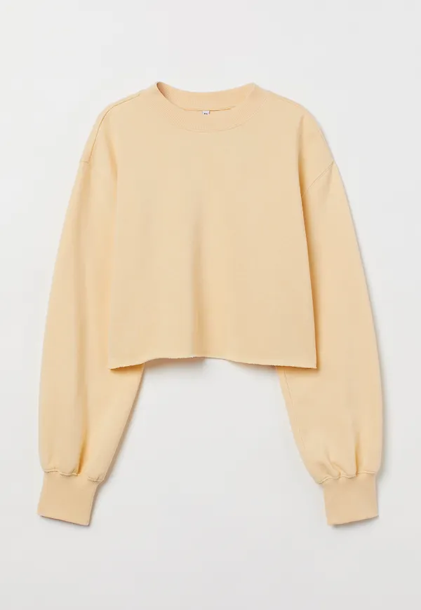 H&M Croppad Sweatshirt Ljusgul, Tröjor i storlek XL
