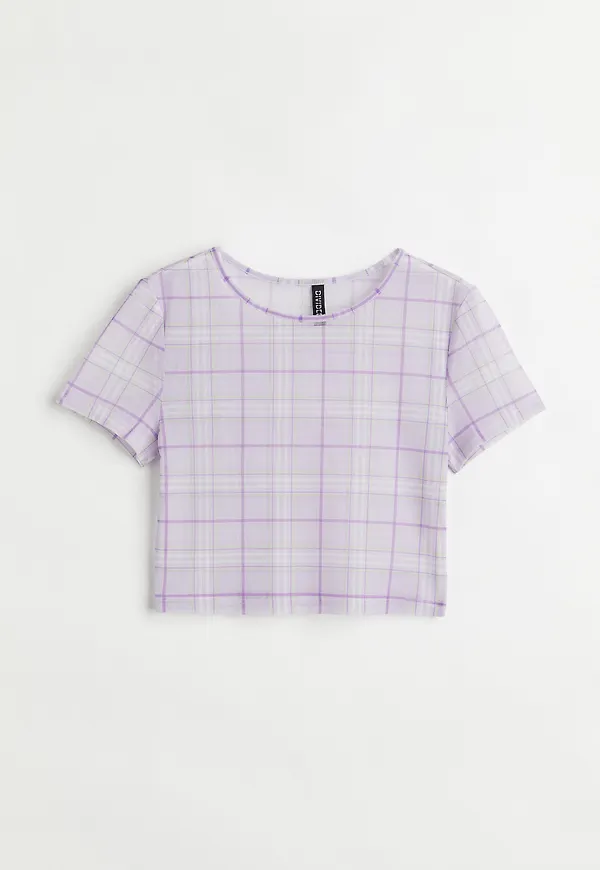 H&M Croppad Topp Lila/rutig, Toppar i storlek XS