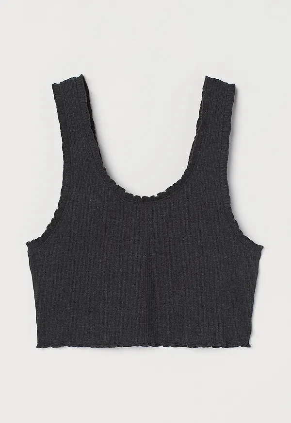H&M Croppad Topp Mörkgrå, Toppar i storlek M