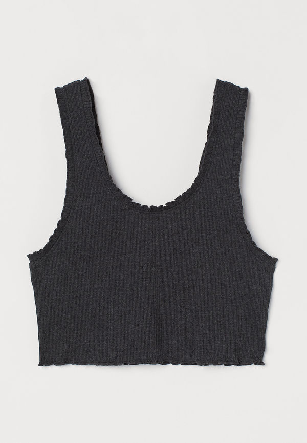 H&M Croppad Topp Mörkgrå, Toppar i storlek XL