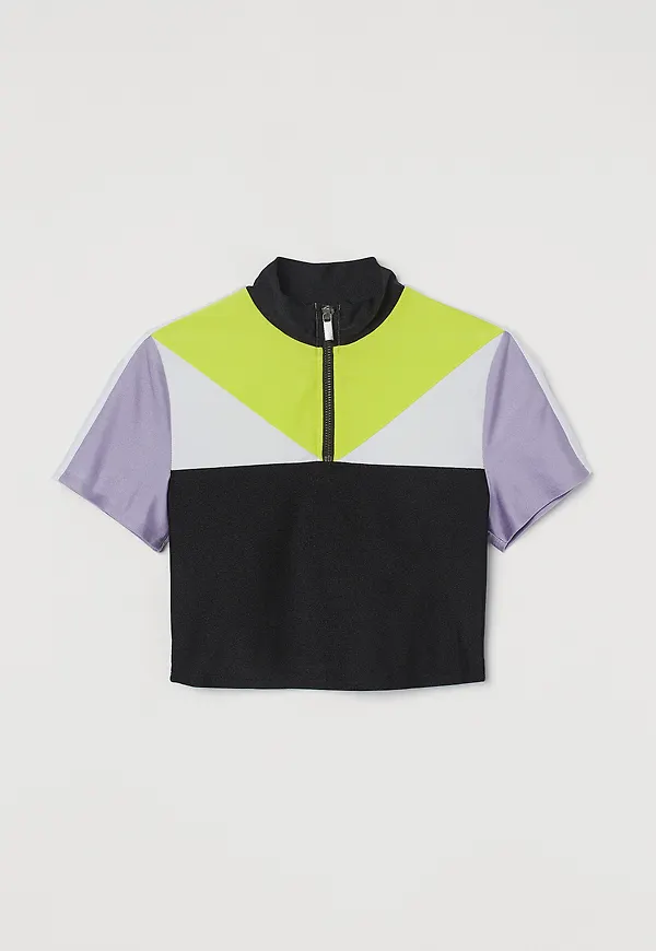 H&M Croppad Topp Neongrön/blockfärgad, Toppar i storlek S