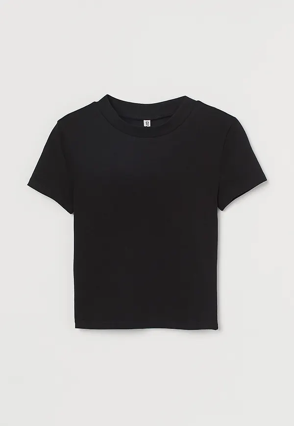 H&M Croppad Topp Svart, T-shirts i storlek L