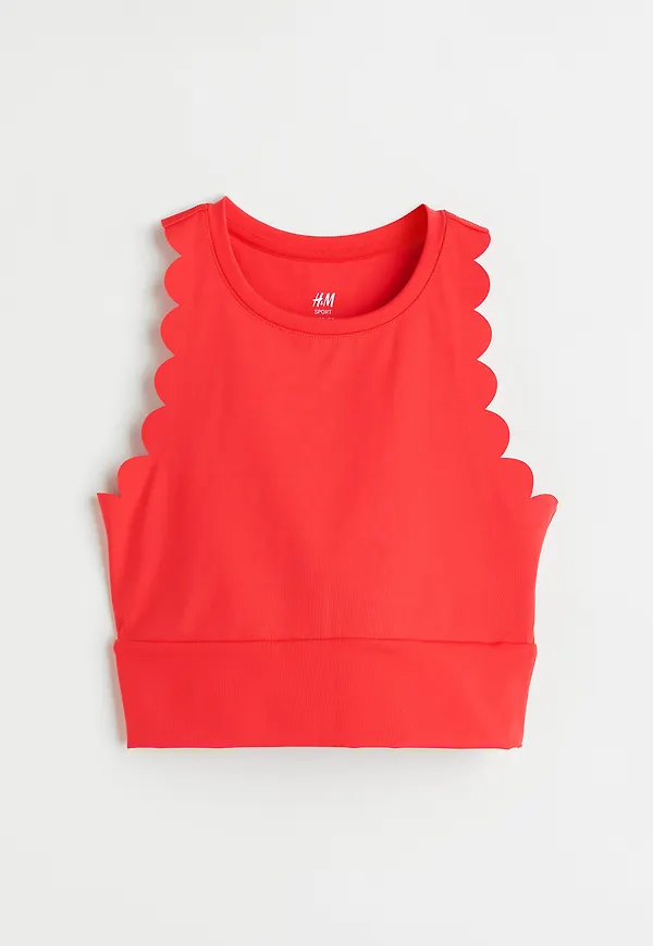 H&M Croppad Träningstopp Med Uddkant Klarröd, Träningslinne i storlek S