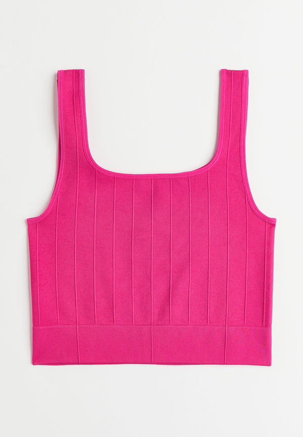 H&M Croppad Träningstopp Seamless Cerise, Tränings T-shirt i storlek S och färg Rosa