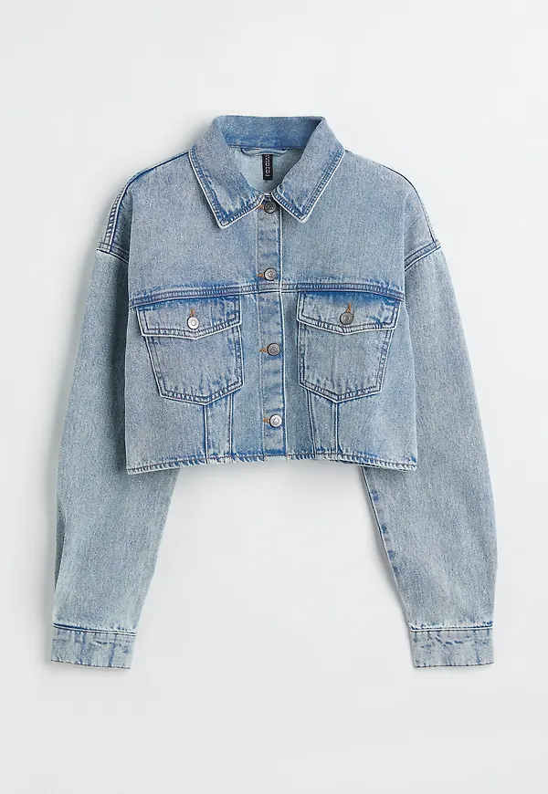 H&M Croppad Twilljacka Ljus Denimblå, Jackor i storlek S