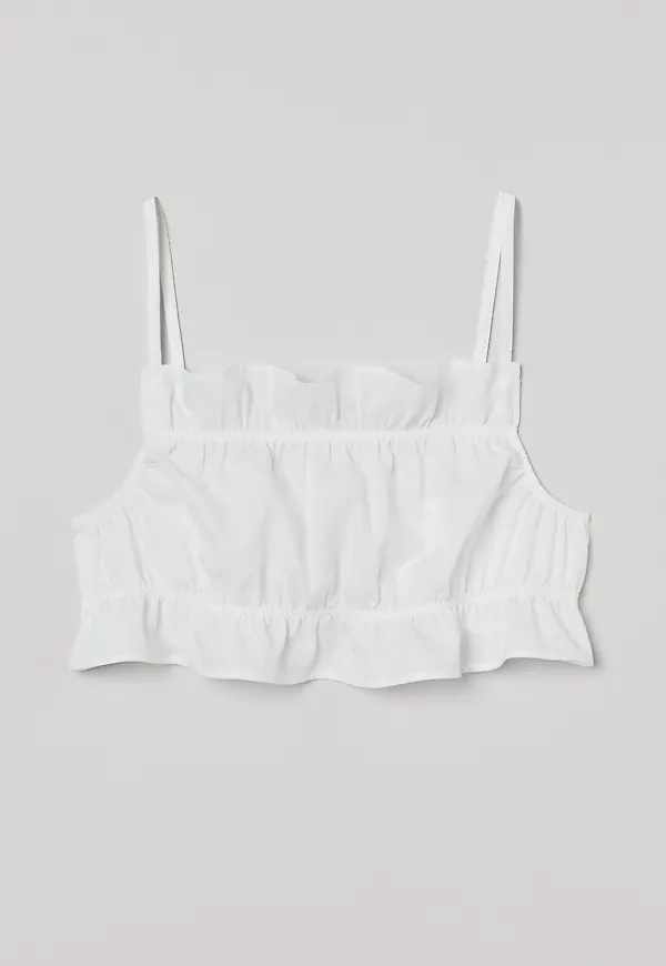 H&M Croppad Volangtopp Vit, Toppar i storlek 46