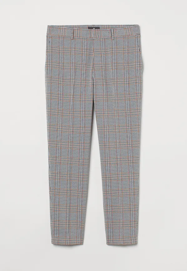 H&M Croppade Slacks Slim Fit Svart/beigerutig, Kostymbyxor i storlek W 29