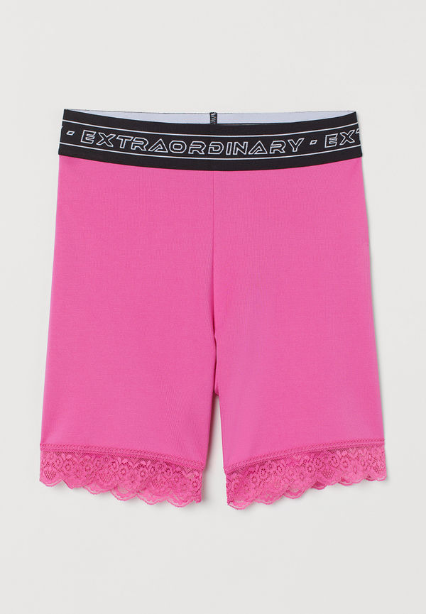 H&M Cykelbyxa Med Spets Cerise, Shorts i storlek XS och färg Rosa