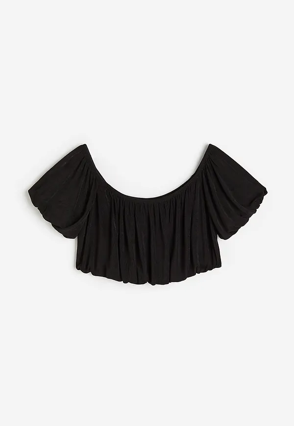 H&M Draperad Croptop Svart, Toppar i storlek M