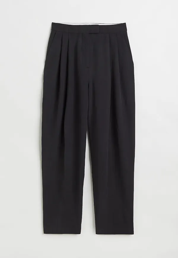 H&M Dressad Byxa I Linmix Svart, Kostymbyxor i storlek 38