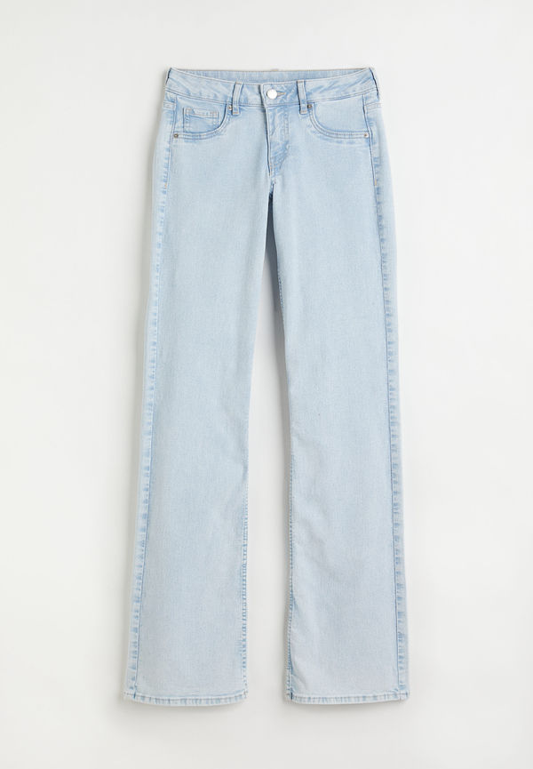 H&M Flare Low Jeans Blek Denimblå, Straight i storlek 48