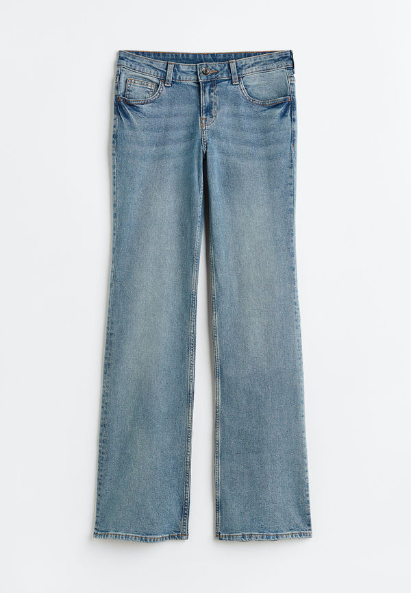 H&M Flare Low Jeans Ljus Denimblå, Straight i storlek 50 och färg Navy