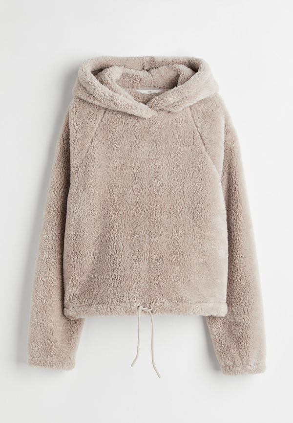 H&M Huvtröja I Pile Ljusbeige, Hoodies i storlek XL