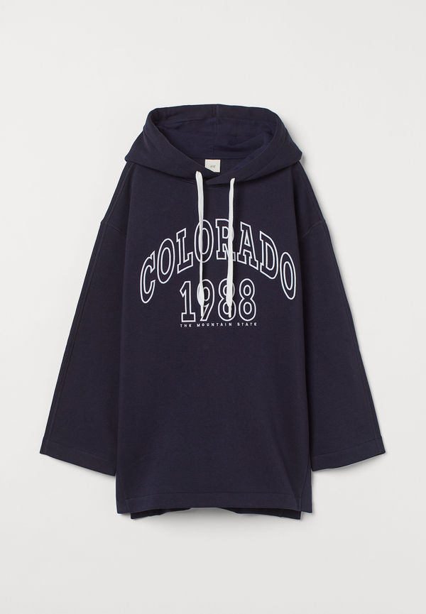 H&M Huvtröja Med Sprund Mörkblå/colorado, Hoodies i storlek XS