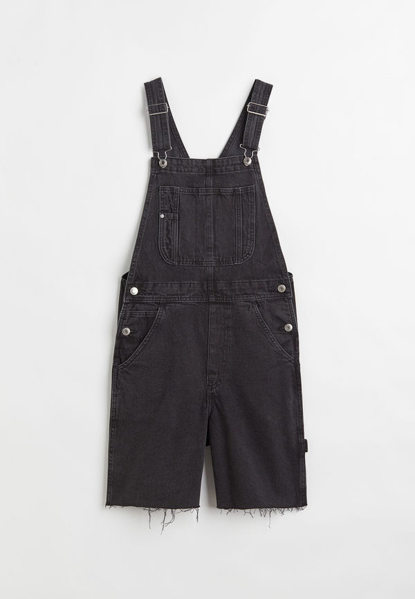H&M Hängselshorts I Denim Svart i storlek 34