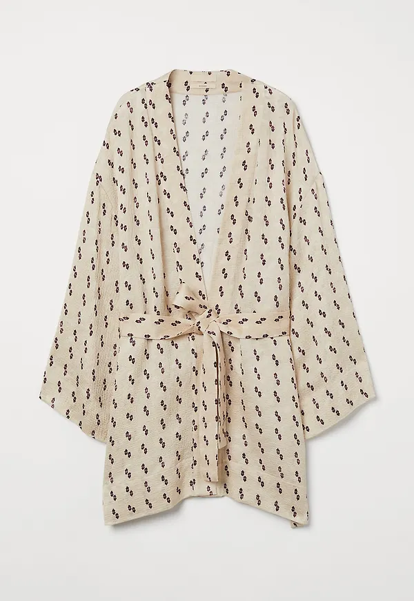 H&M Jacka I Silkesmix Ljusbeige/mönstrad, Jackor i storlek L