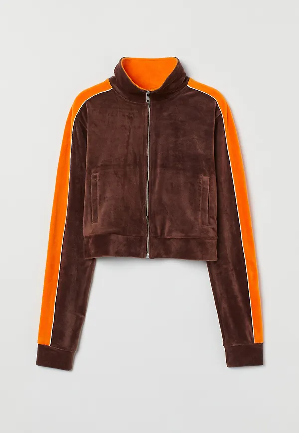 H&M Jacka I Velour Brun/orange, Jackor i storlek XS