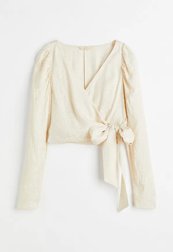 H&M Jacquardvävd Blus Crèmevit/mönstrad, Blusar i storlek XS