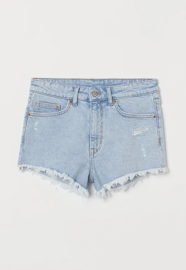 H&M Jeansshorts Low Waist Ljus Denimblå i storlek 44