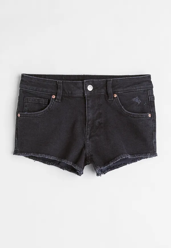 H&M Jeansshorts Low Waist Svart i storlek 38