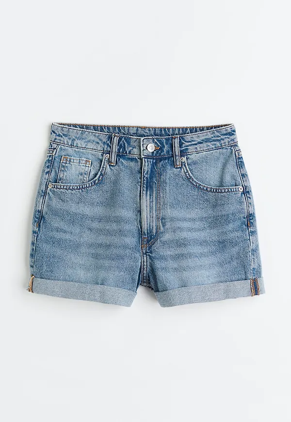 H&M Jeansshorts Med Hög Midja Denimblå i storlek 32