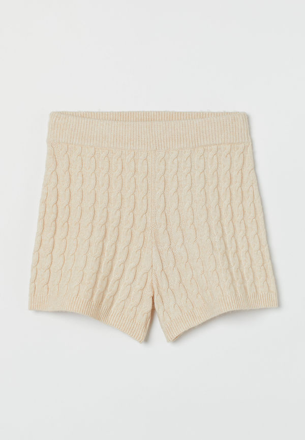 H&M Kabelstickade Shorts Ljusbeige i storlek XL