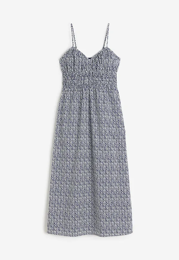 H&M Klänning Med Smock Mörkblå/mönstrad, Vardagsklänningar i storlek XS