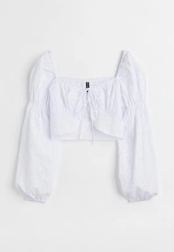 H&M Knytblus Med Lång Ärm Vit, Blusar i storlek 36