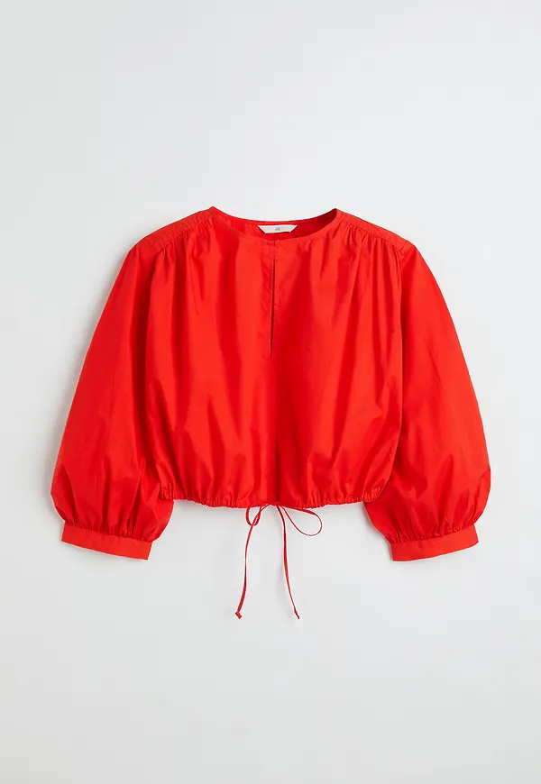 H&M Kort Bomullsblus Röd, Blusar i storlek L