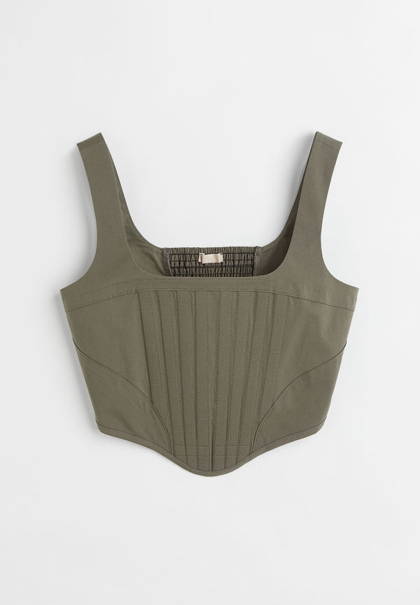 H&M Kort Bustiertopp Khakigrön, Toppar i storlek S