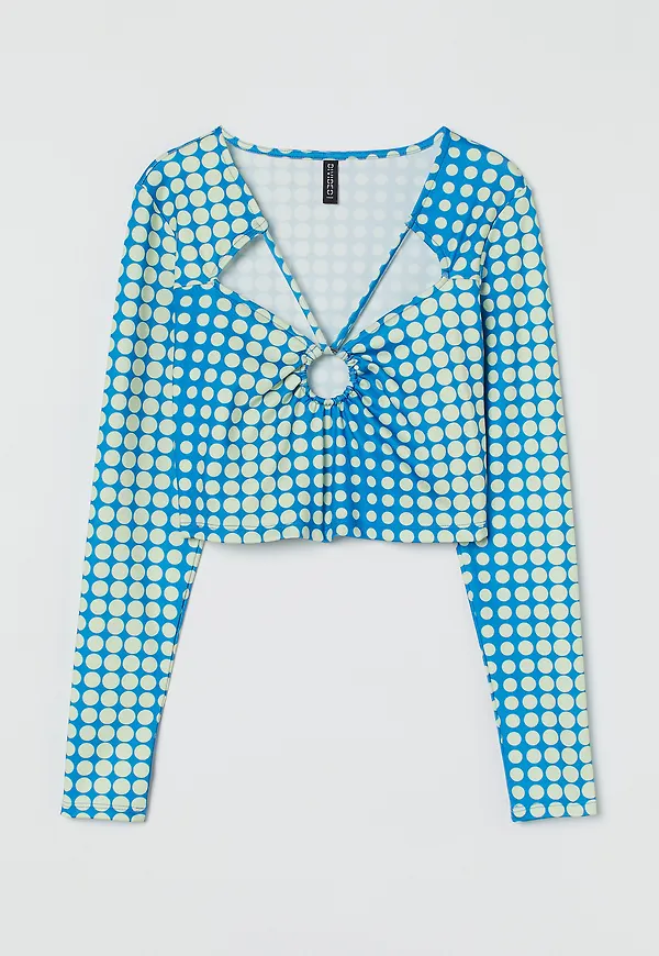 H&M Kort Cut Out-topp Turkos/grönprickig, Toppar i storlek XL