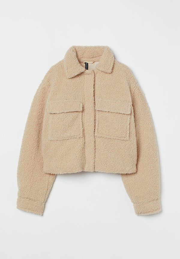 H&M Kort Jacka I Pile Ljusbeige, Jackor i storlek XL