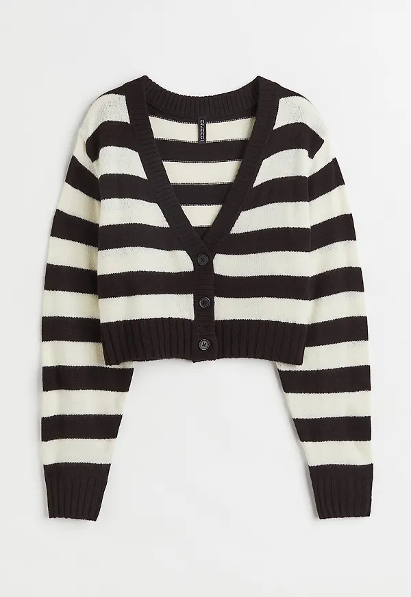 H&M Kort Kofta Svart/randig i storlek L