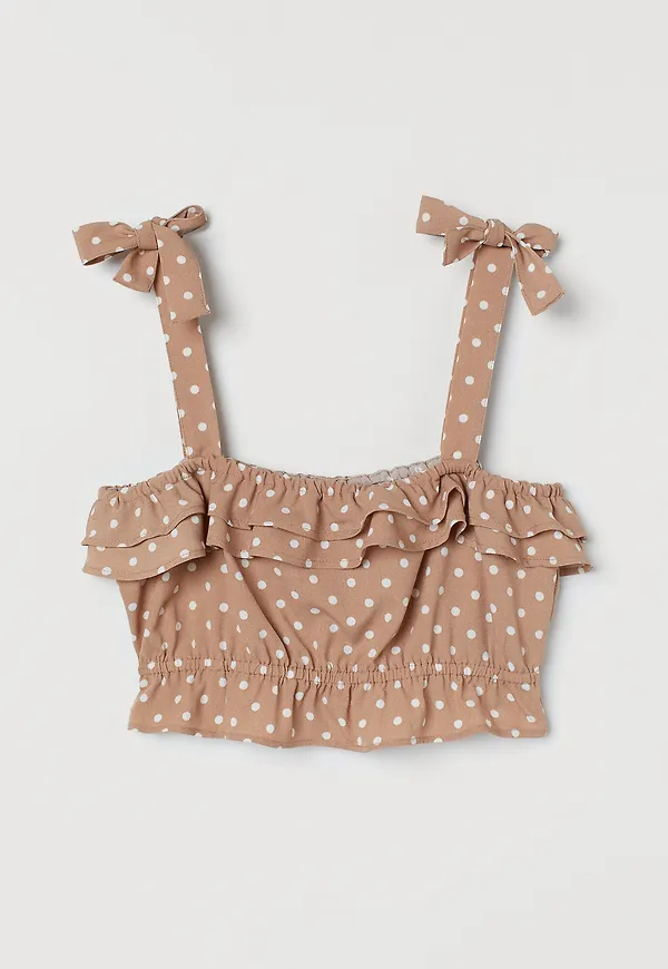 H&M Kort Topp Beige/prickig, T-shirts i storlek 42