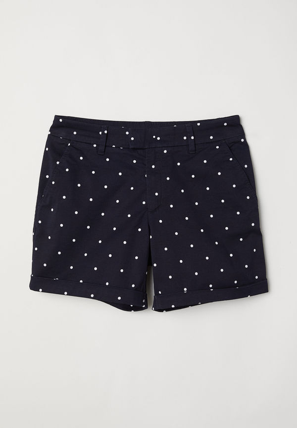 H&M Korta Chinosshorts Mörkblå/vitprickig i storlek 32