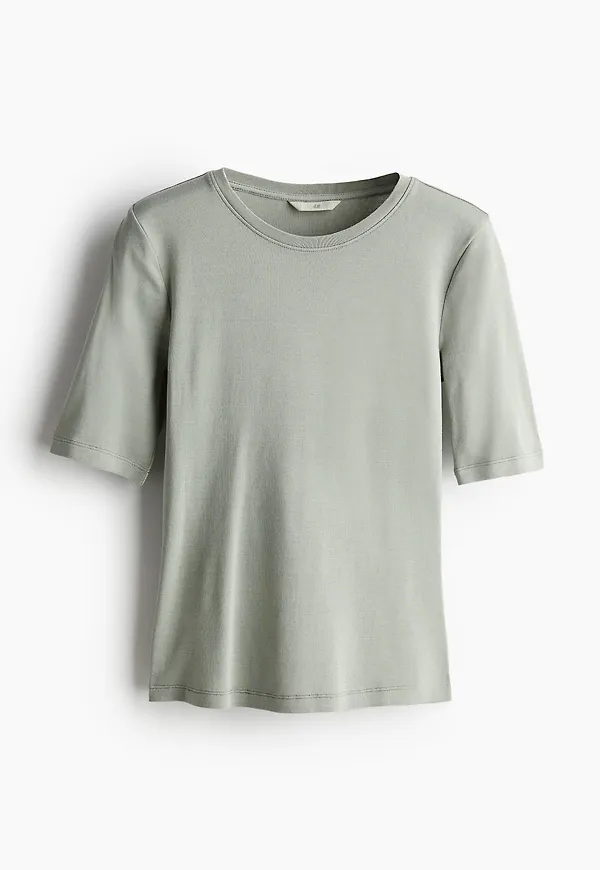 H&M Kortärmad Topp Ljus Khakigrön, T-shirts i storlek XS