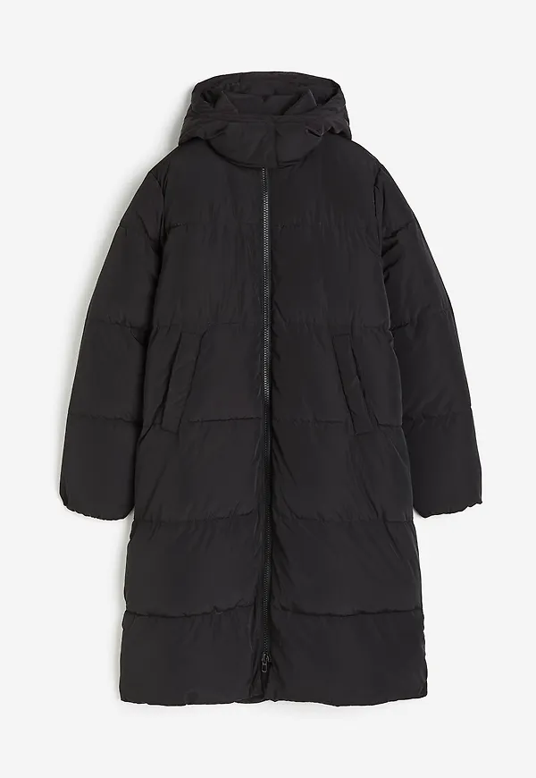 H&M Lång Pufferjacka Svart, Kappor i storlek XS